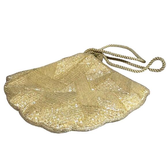 Unique vintage sparkling off white beaded evening bag shoulderbag dressy purse - Picture 5 of 10